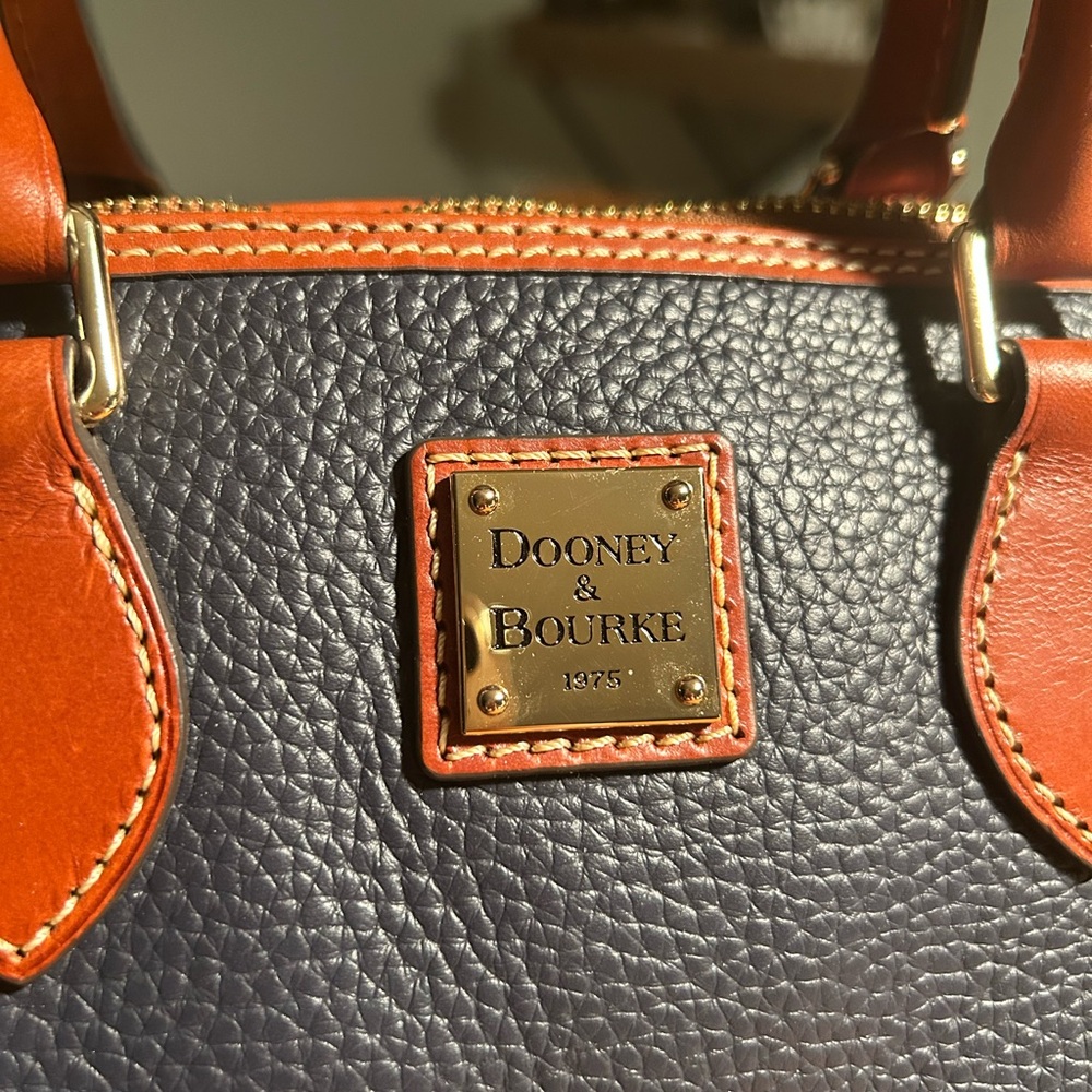 Dooney & Bourke Midnight Navy and Brown Leather Duffel Bag with Wallet - Picture 4 of 15